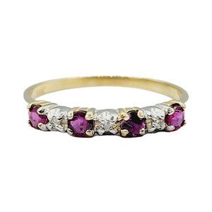 10KT Gold Ring Set with Genuine Ruby and Diamond